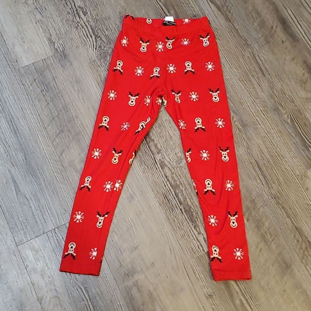 Just One Girls Reindeer/Snowflake Leggings Size Small 7/8
